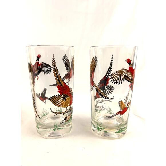 Vintage Set of 2 Pheasant Highball Glasses Mid-Century Barware 1960s - Picture 9 of 16